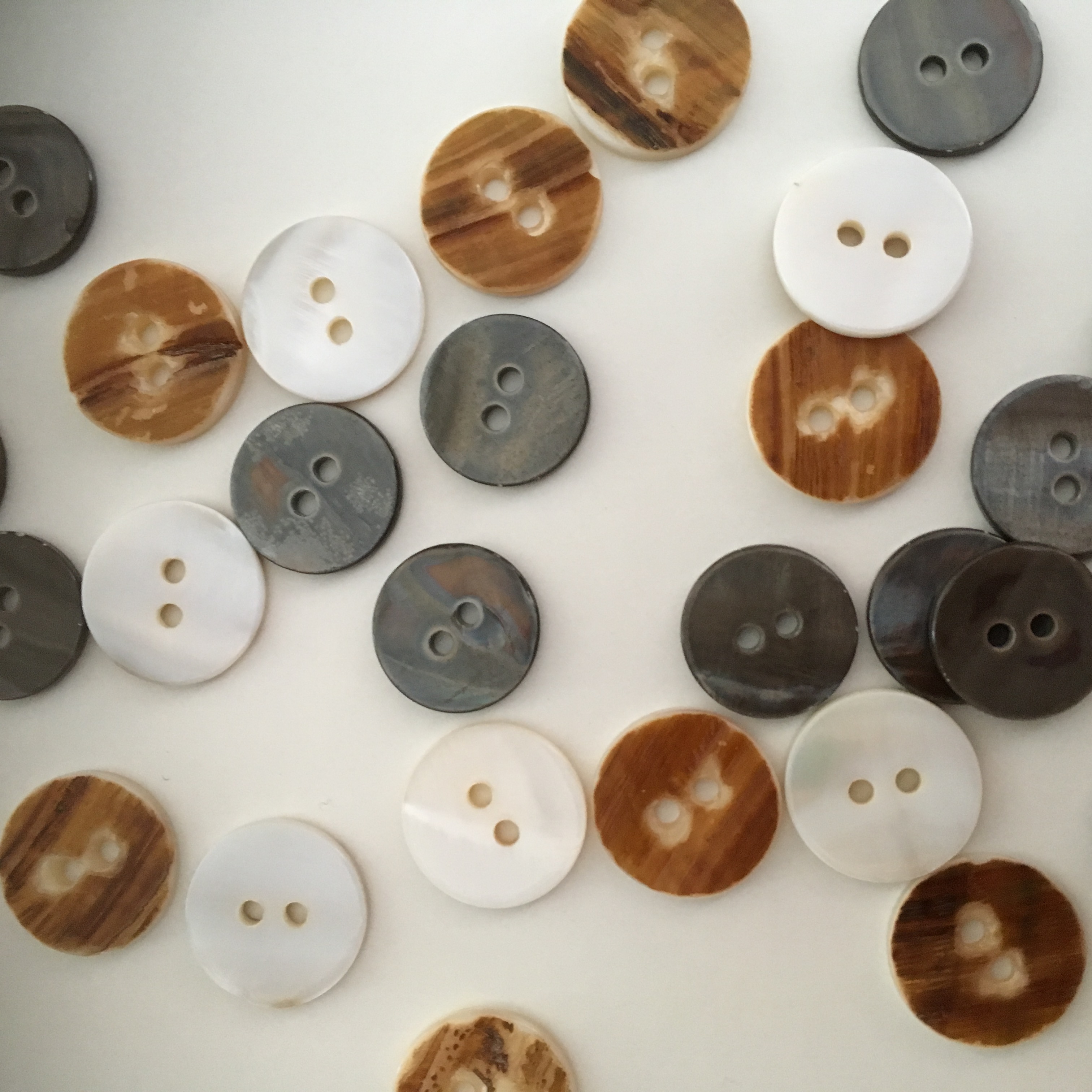 Plain Shell 15mm buttons - Wild and Woolly