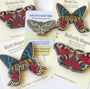 Wooden Moth Brooches
