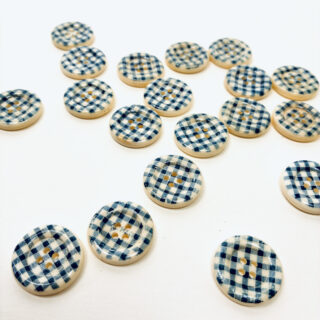 23mm Blue gingham bone buttons